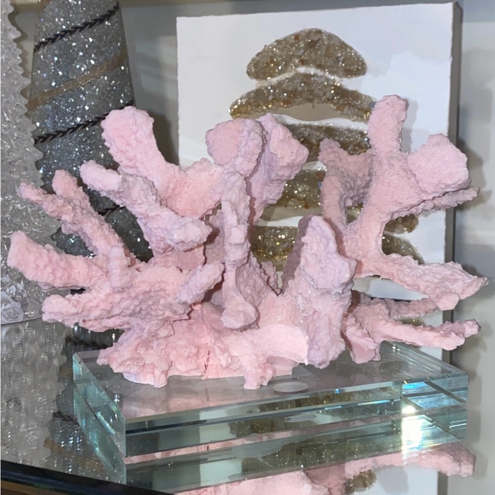 Pink faux Coral Sculpture Home Decor Sea Ocean vibes